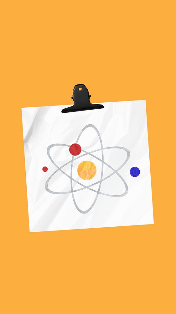 Atom science education phone wallpaper, yellow colorful background