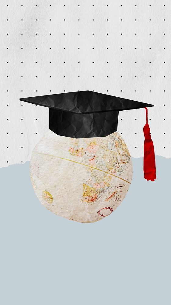 Graduation cap mobile wallpaper, cute education background