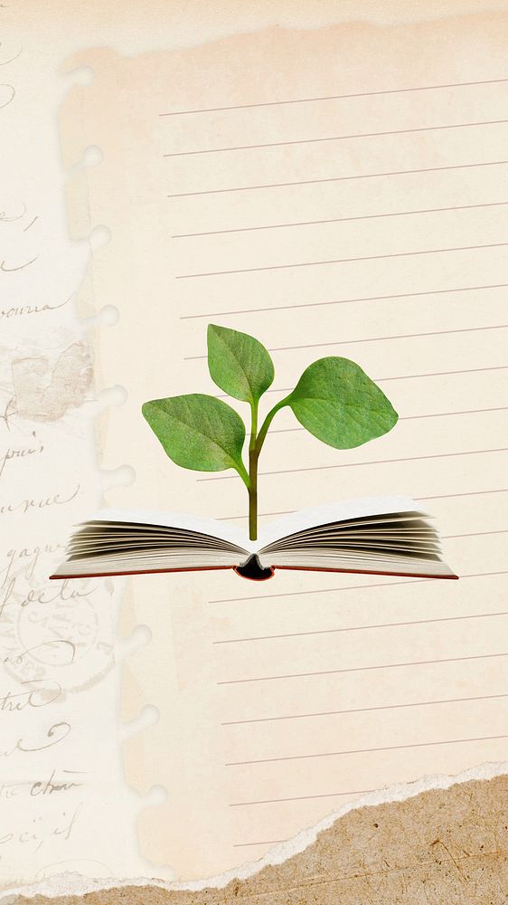 Growing sprout education iPhone wallpaper, vintage paper background