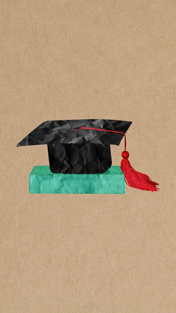 Graduation cap mobile wallpaper, cute education background