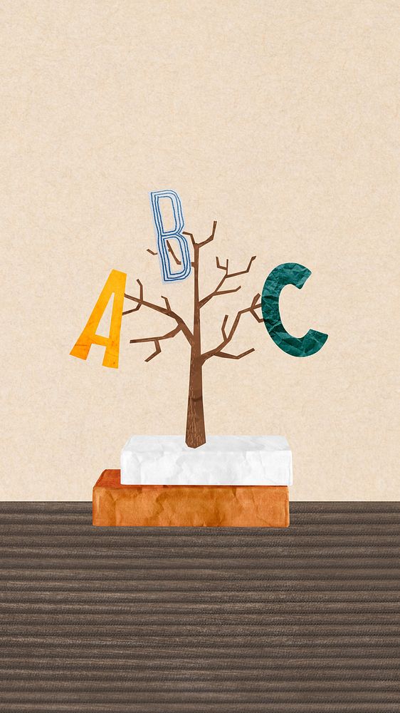 English alphabet tree phone wallpaper, education background