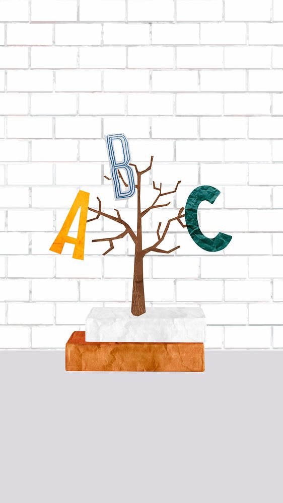 English alphabet tree phone wallpaper, education background