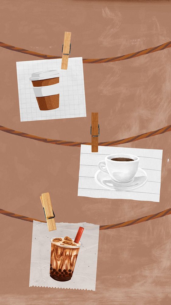 Coffee lovers aesthetic mobile wallpaper, food and drinks illustration