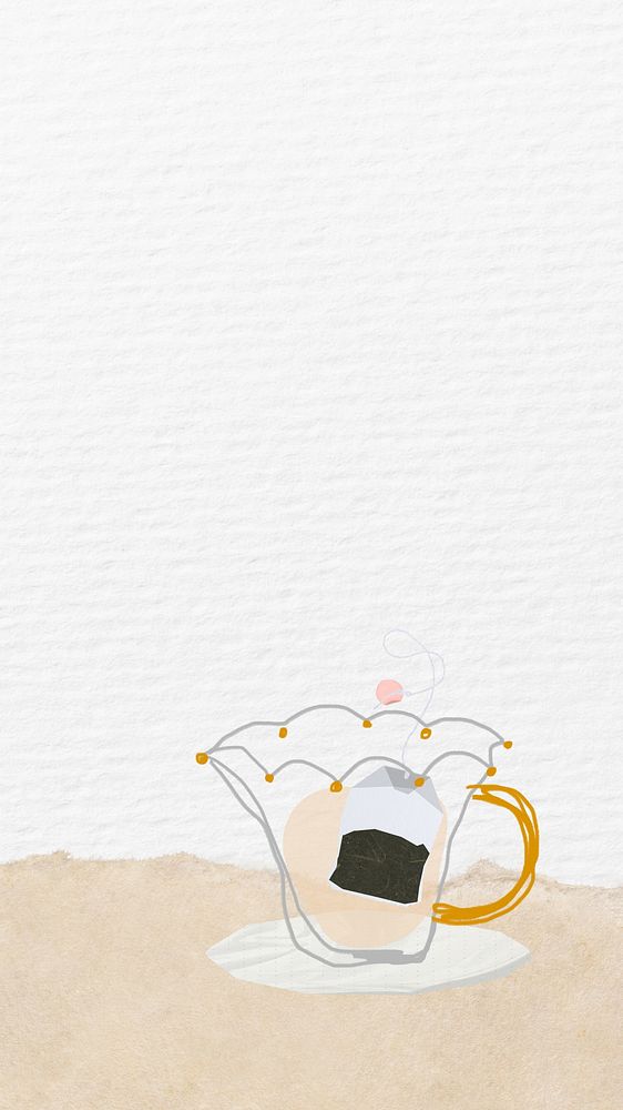 Aesthetic tea cup phone wallpaper, cute background