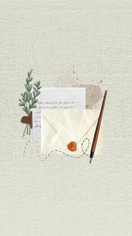 Aesthetic envelope phone wallpaper, collage art background