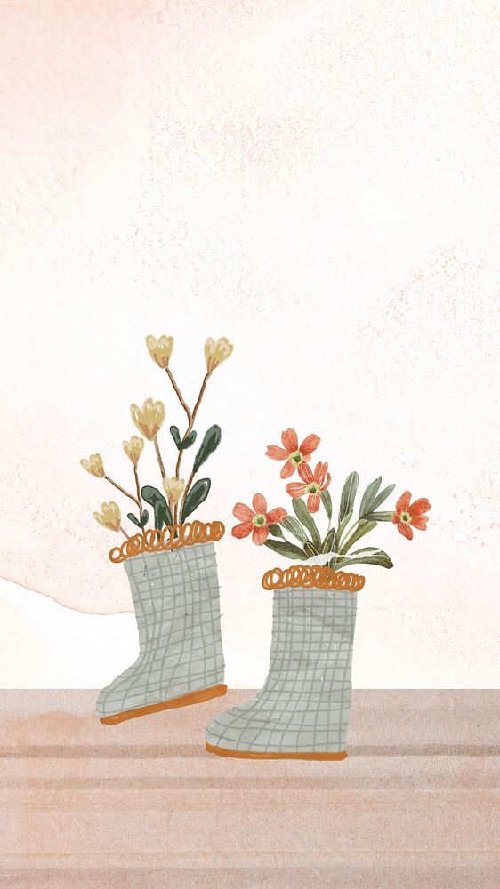 Boot plants mobile wallpaper,   gardening aesthetic background