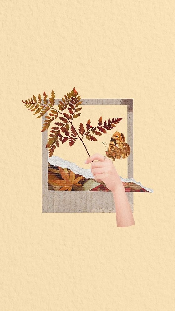 Fall leaf illustration iPhone wallpaper