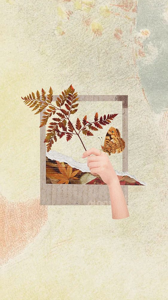 Fall leaf illustration iPhone wallpaper