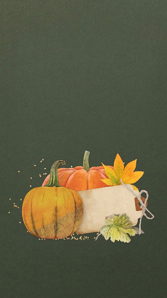 Aesthetic Autumn pumpkin iPhone wallpaper, seasonal collage background