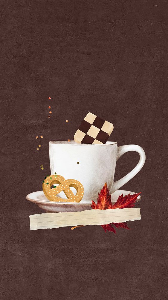 Aesthetic coffee cup iPhone wallpaper, food background