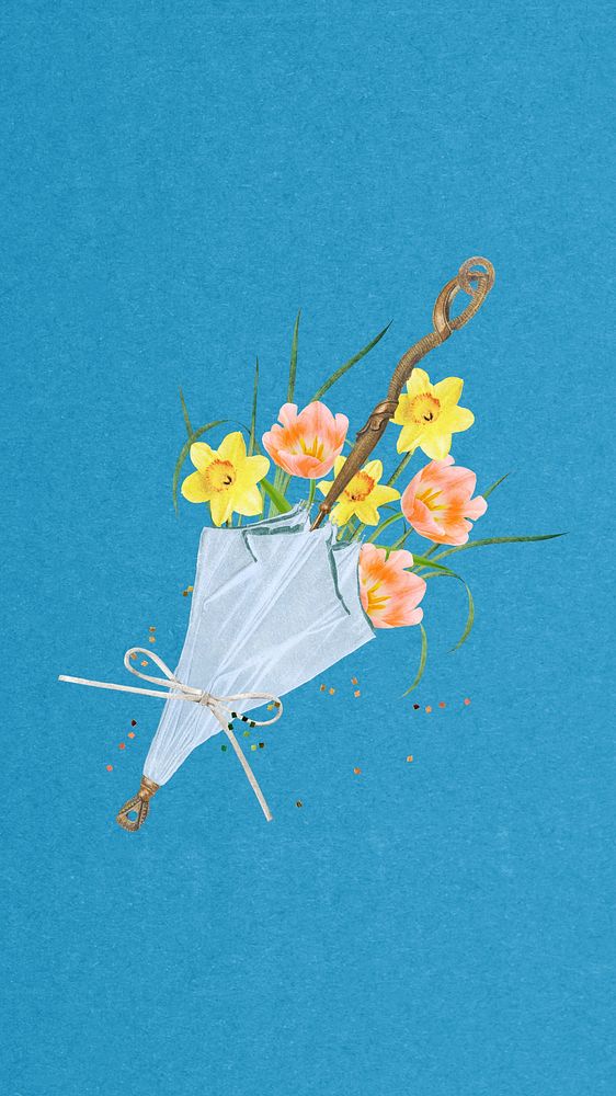 Daffodil bouquet iPhone wallpaper, Easter flower illustration