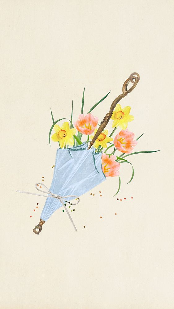 Easter iPhone wallpaper, daffodil bouquet illustration