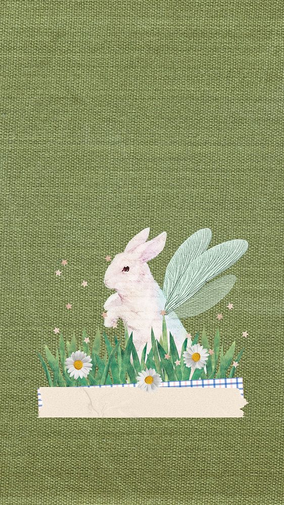 Winged bunny green phone wallpaper