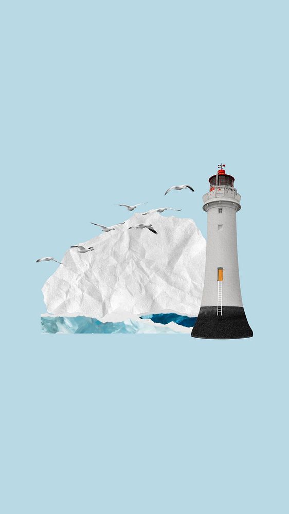 Lighthouse aesthetic mobile wallpaper, Summer collage