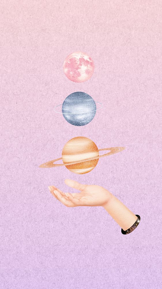 Space aesthetic iPhone wallpaper, pink sky background