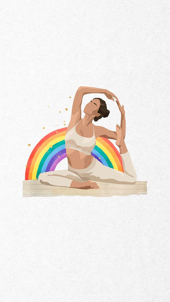 Aesthetic yoga woman mobile wallpaper, illustration