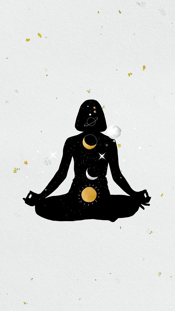 Meditation celestial aesthetic iPhone wallpaper, astronomy background