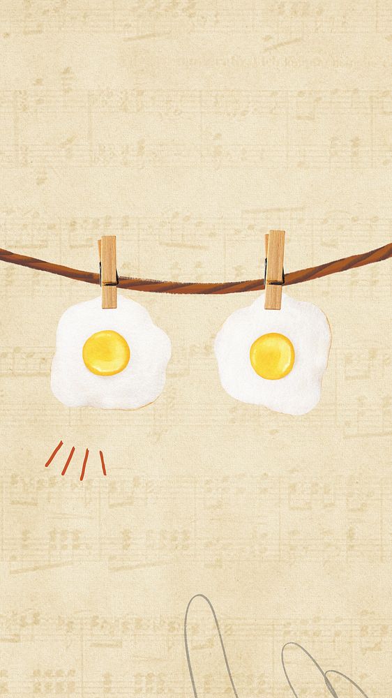 Cute fried eggs iPhone wallpaper, breakfast food background