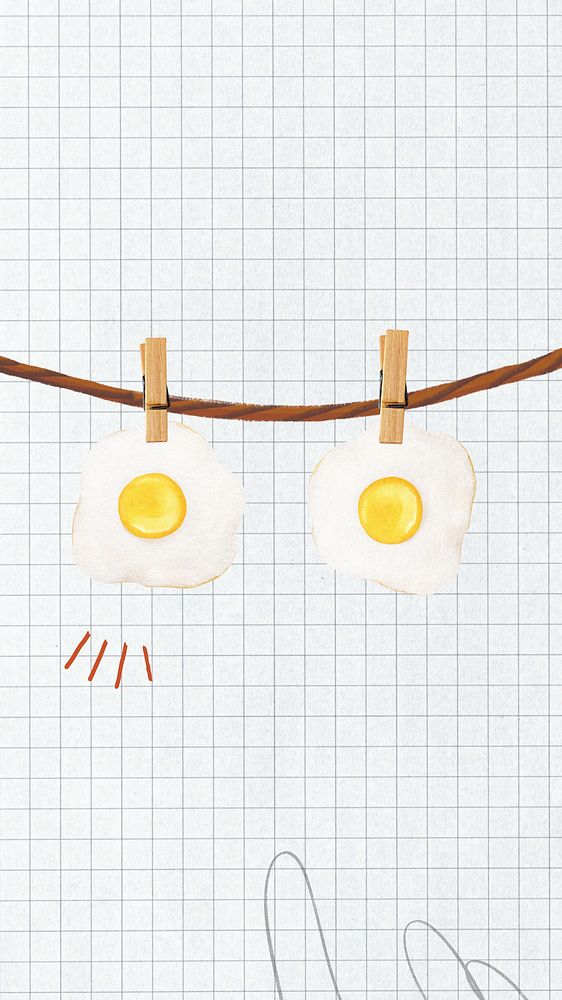 Cute fried eggs iPhone wallpaper, breakfast food background