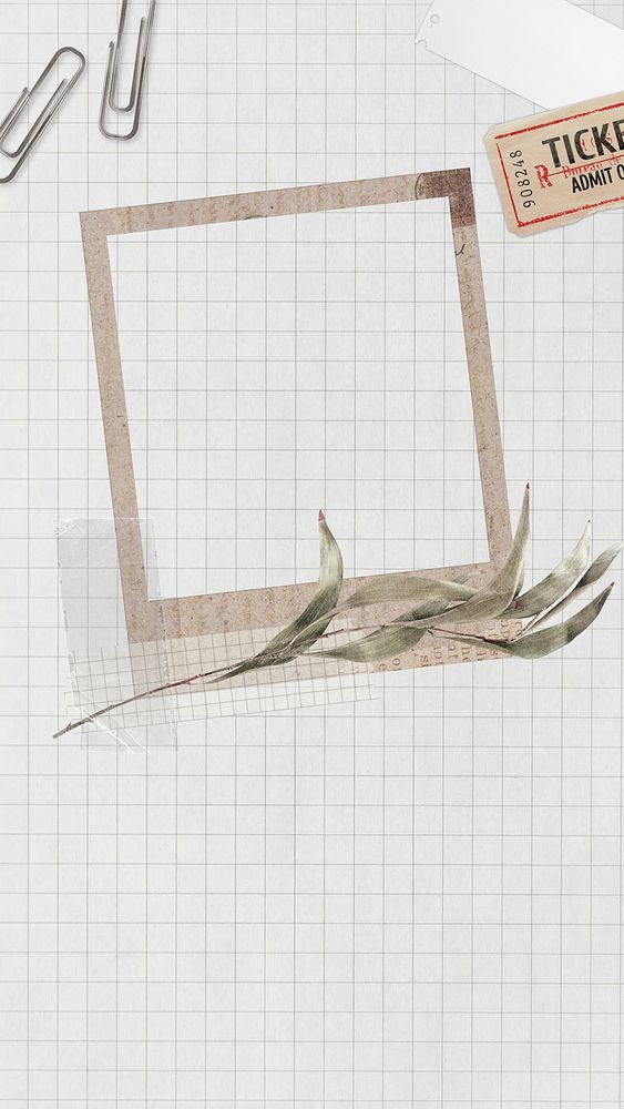 Botanical instant film iPhone wallpaper, frame background