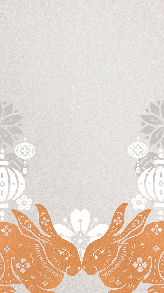 Festive Chinese rabbit mobile wallpaper, New Year celebration background