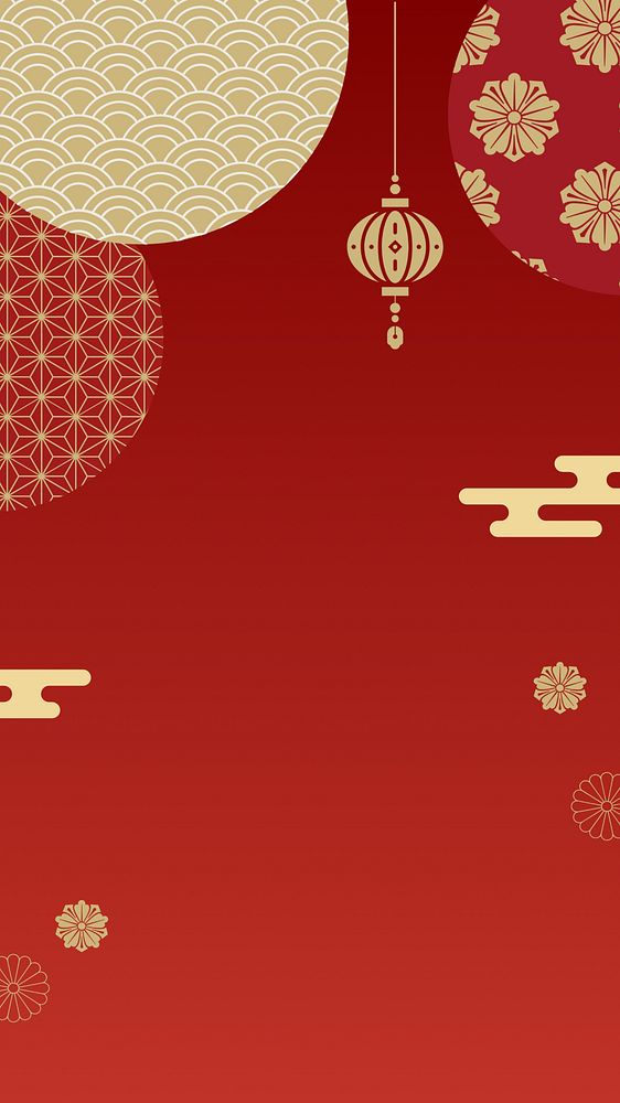Red Chinese oriental mobile wallpaper, gold festive background