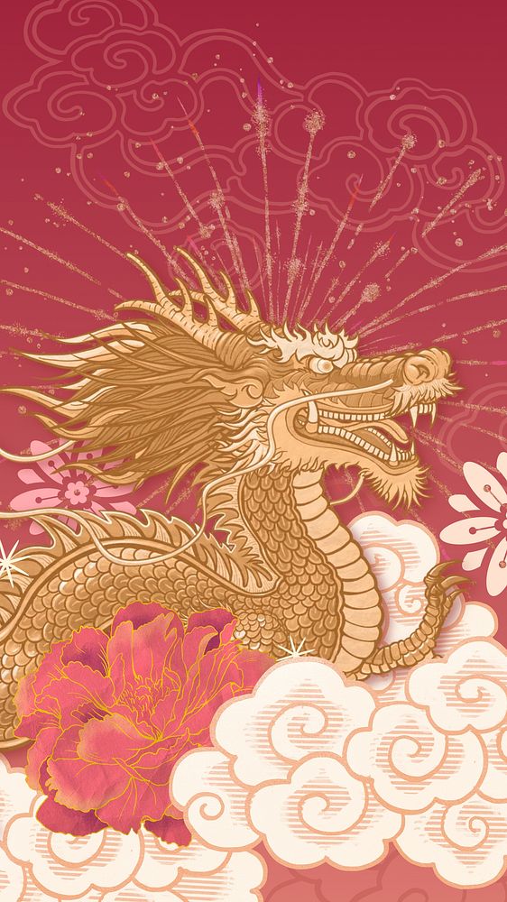 Festive Chinese dragon mobile wallpaper, New Year celebration background