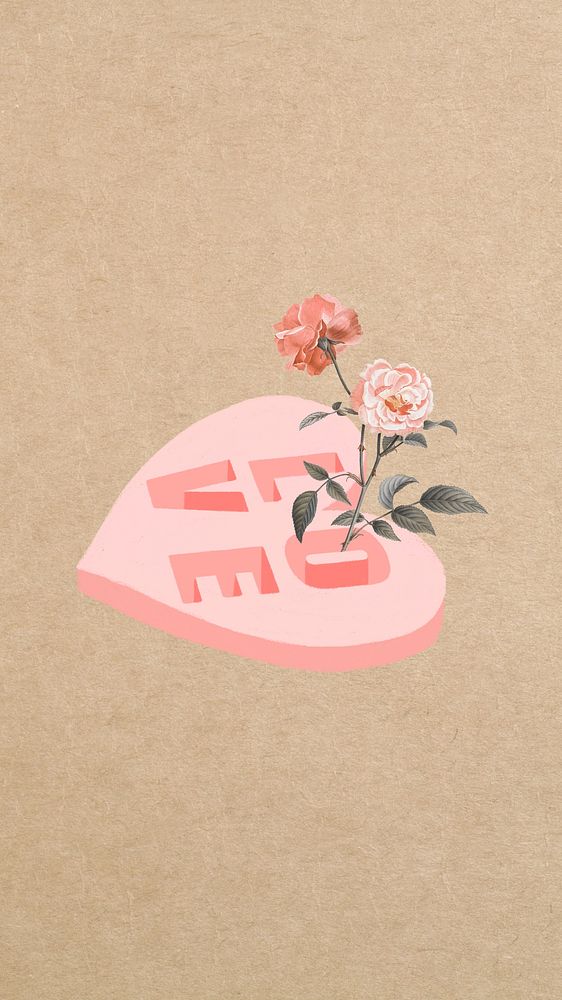 Flower love heart iPhone wallpaper, Valentine's Day background