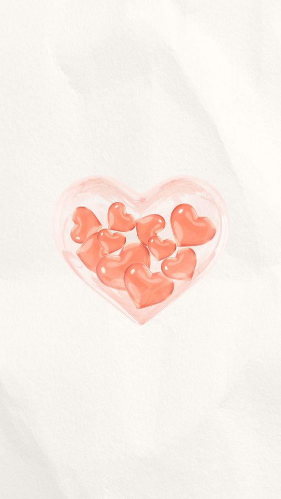 3D crystal hearts iPhone wallpaper, Valentine's celebration background