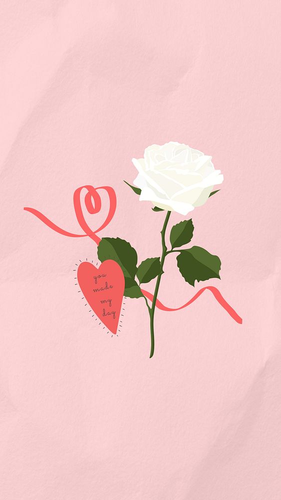 Valentine's white rose iPhone wallpaper, flower background