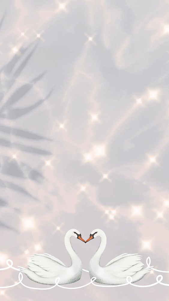 Sparkly love swans mobile wallpaper, Valentine's Day background