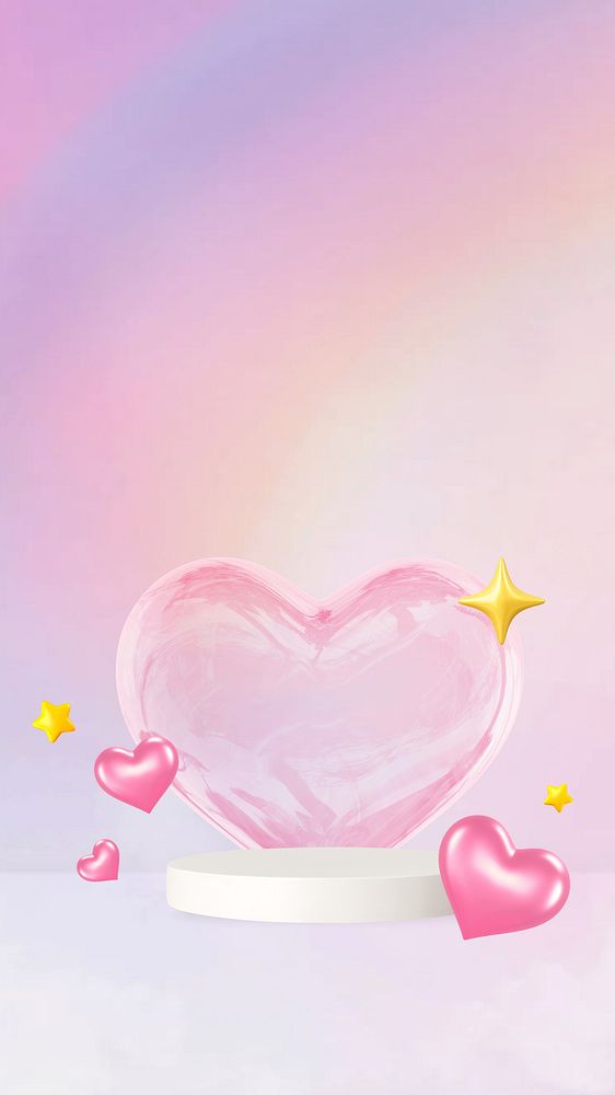 Valentine's product backdrop iPhone wallpaper, 3D hearts