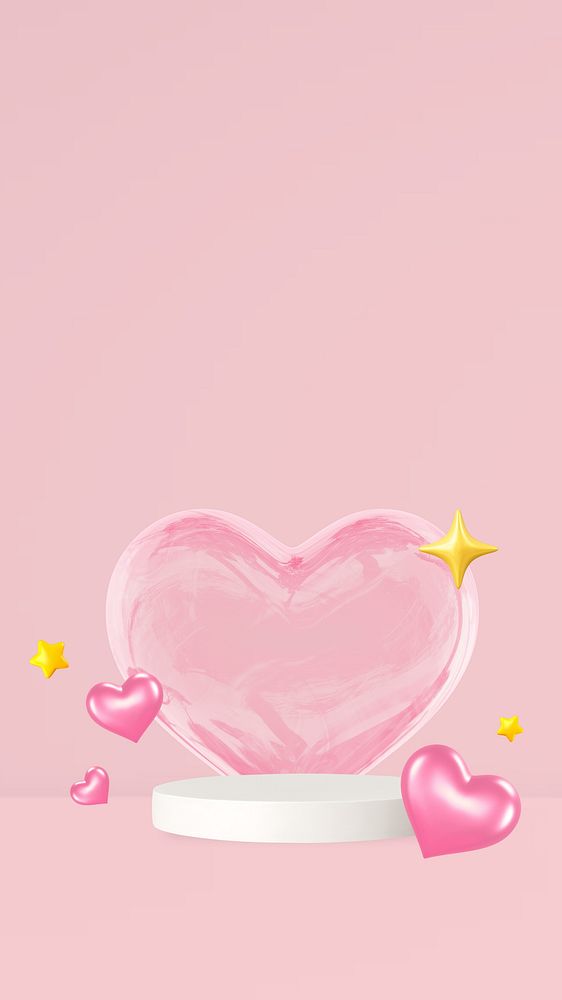 Valentine's product backdrop iPhone wallpaper, 3D hearts