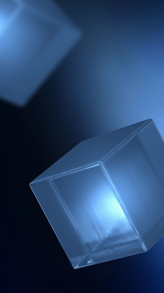 3D cubic dark blue mobile wallpaper, digital remix