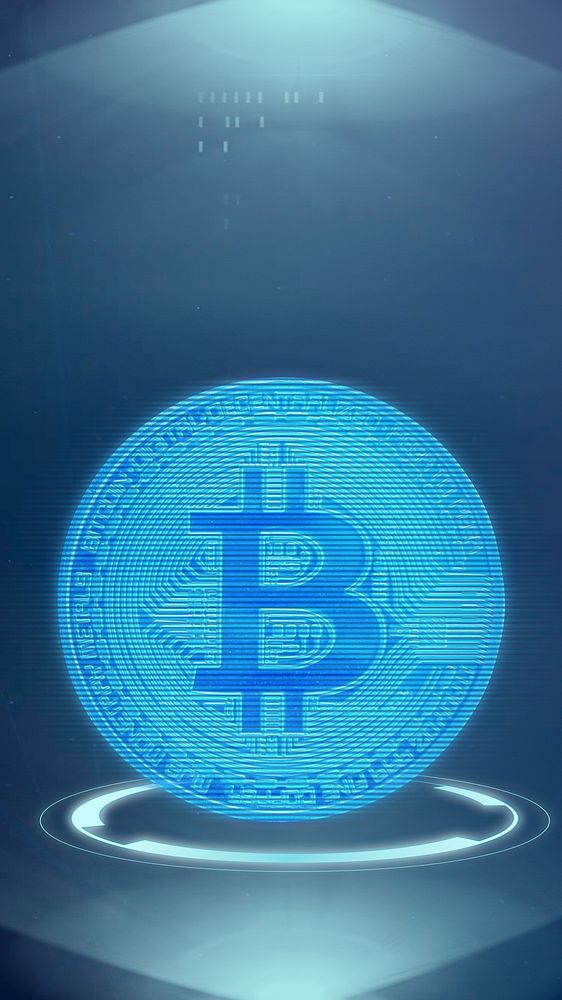 Blue bitcoin mobile wallpaper, digital currency