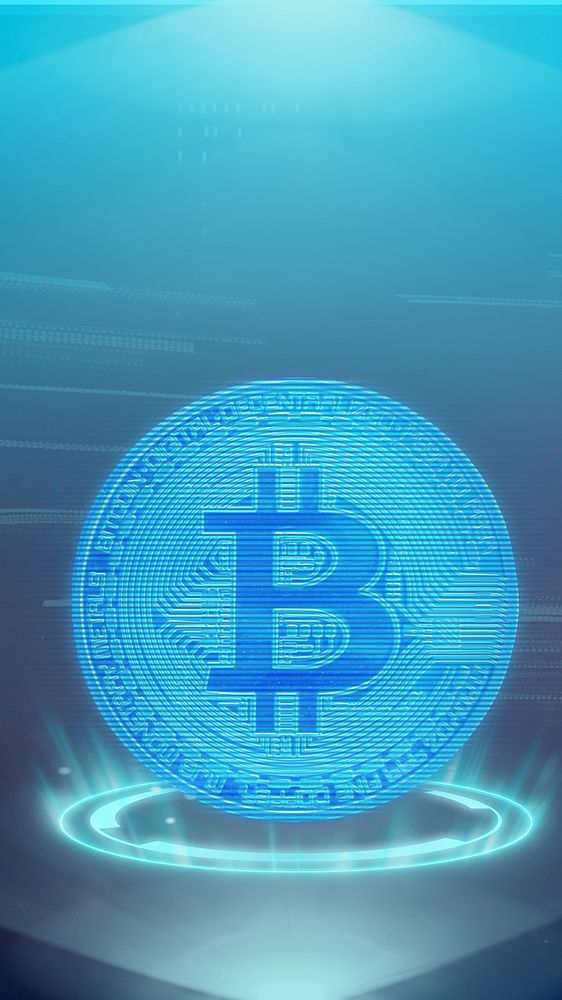 Blue bitcoin mobile wallpaper, digital currency