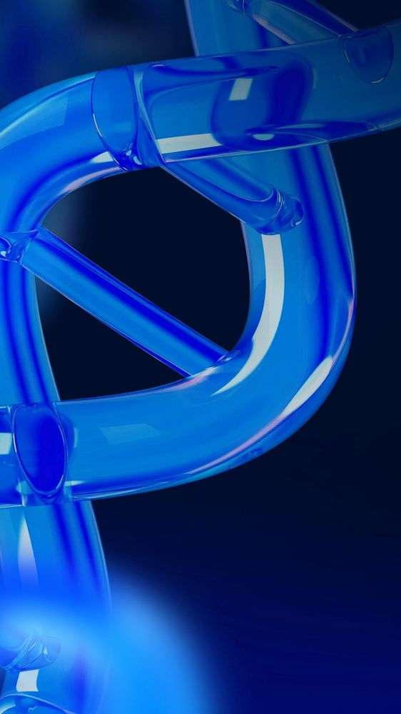 3D blue DNA mobile wallpaper, science remix