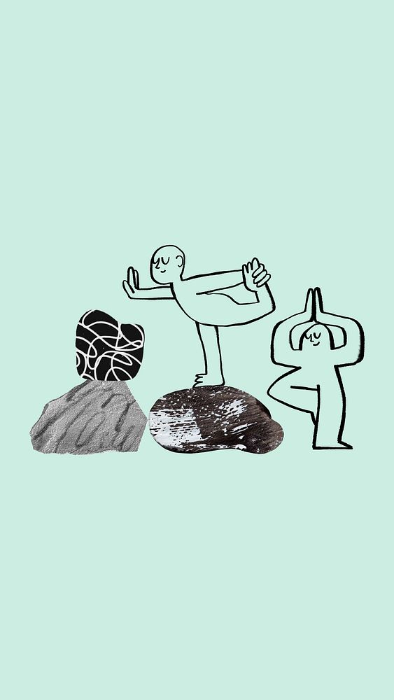 Yoga wellness doodle iPhone wallpaper