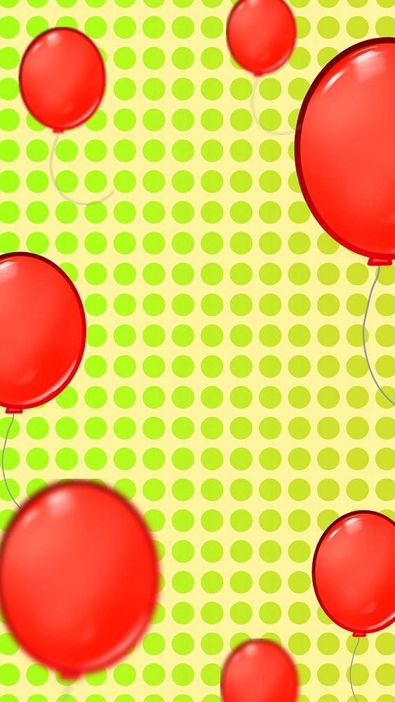 Red floating balloons phone wallpaper, party background