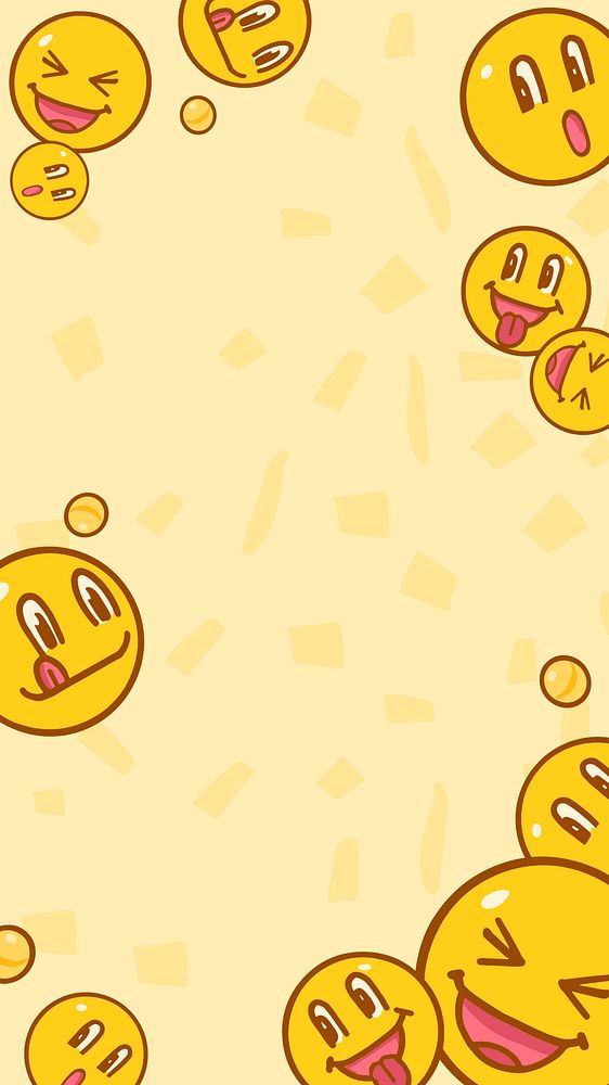 Yellow smiling emoticons phone wallpaper, facial expressions background