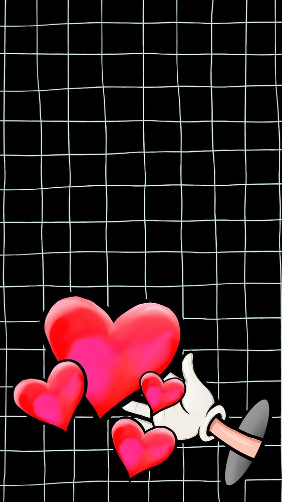Hand showing hearts mobile wallpaper, love cartoon background