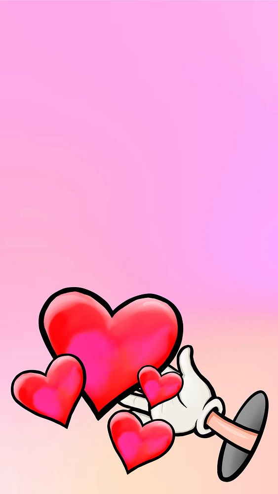 Hand showing hearts mobile wallpaper, love cartoon background