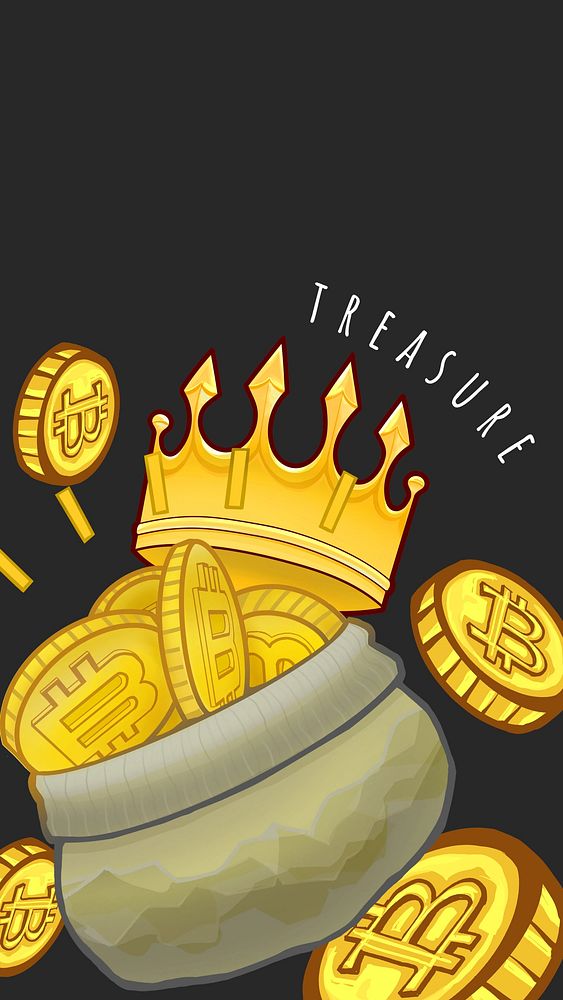 Treasure money bag phone wallpaper, black background