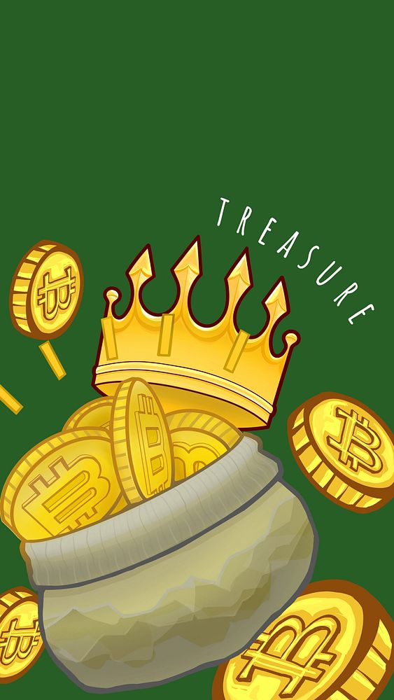 Treasure money bag phone wallpaper, green background