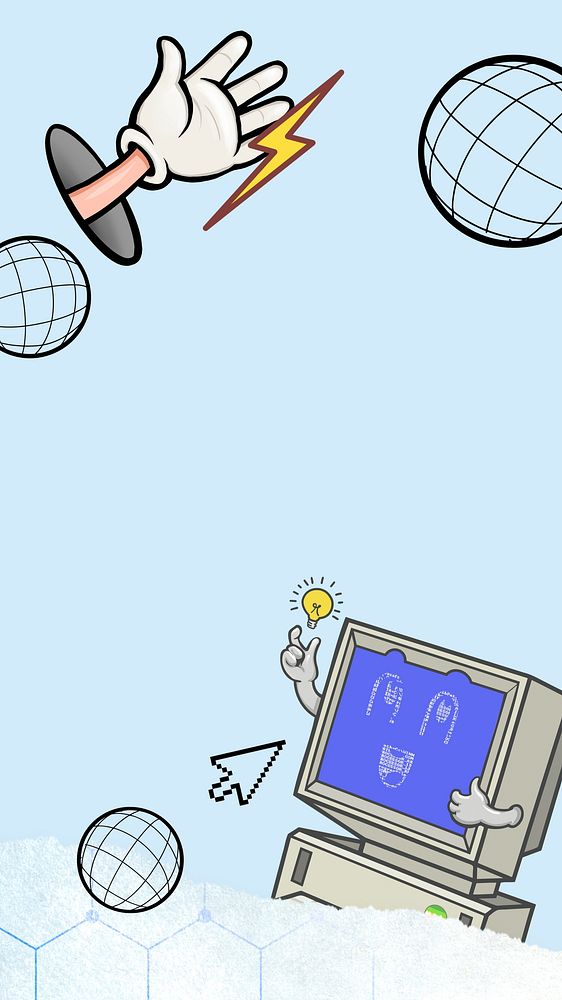 Global network computer phone wallpaper, communication cartoon background