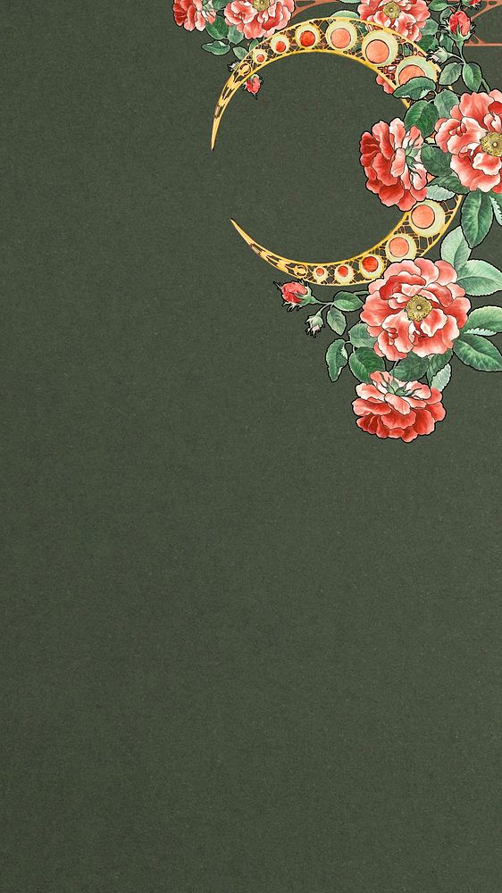 Aesthetic floral green iPhone wallpaper, remixed by rawpixel