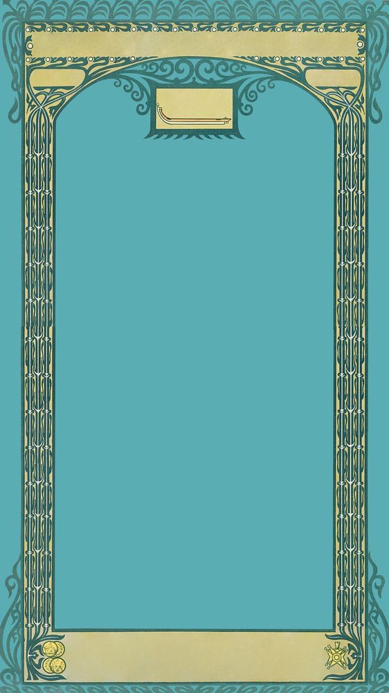 Greek arch pillar phone wallpaper, blue vintage frame background