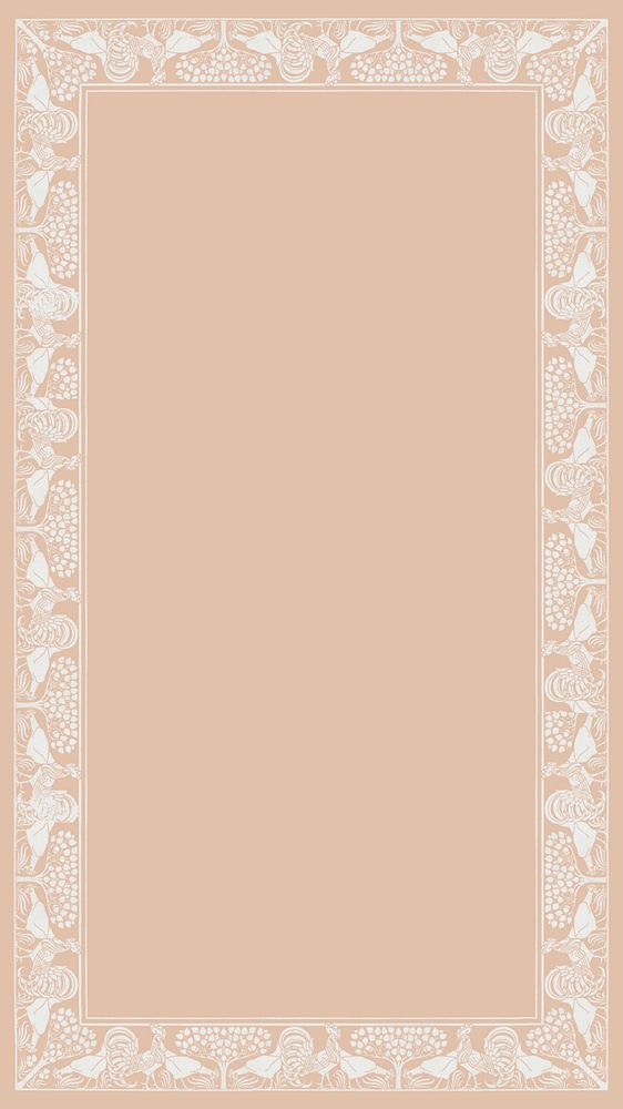 Beige ornamental frame iPhone wallpaper, vintage background, remixed by rawpixel