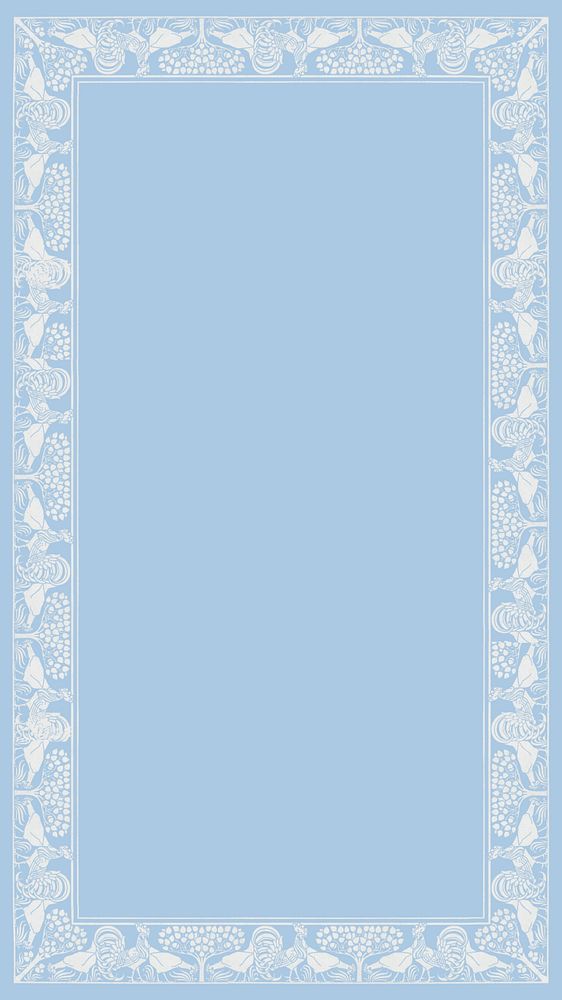 Blue ornamental frame iPhone wallpaper, vintage background, remixed by rawpixel