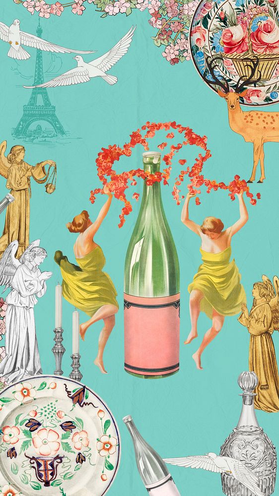 Art Nouveau celebration iPhone wallpaper, Leonetto Cappiello&rsquo;s famous artwork illustration, remixed by rawpixel